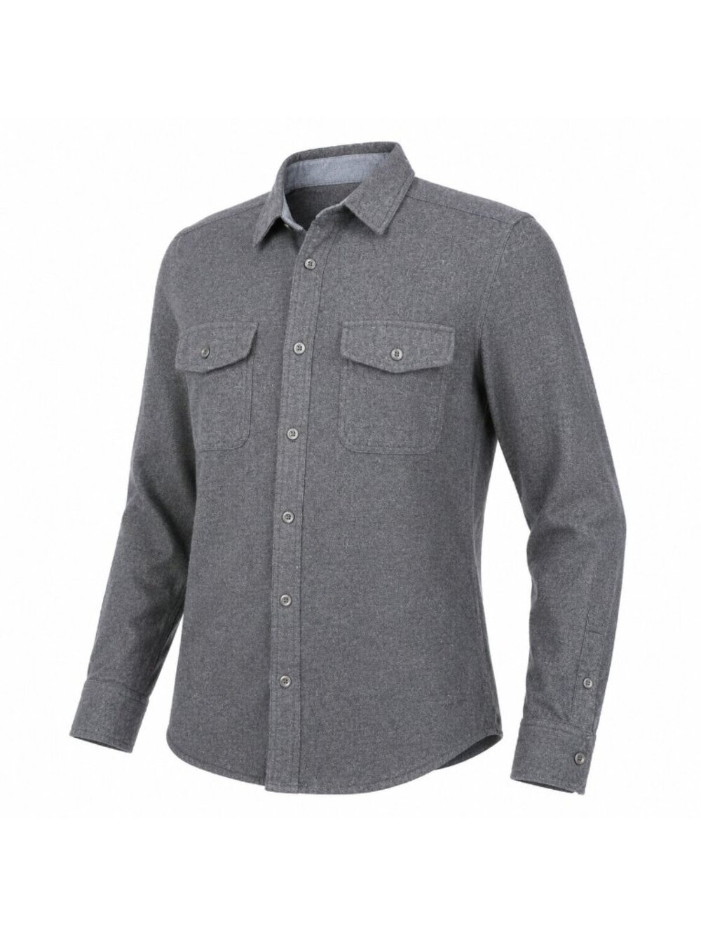 Grizzly Mountain Men’s Gray Button-Up Shirt L 100% Cotton 2 Pocket LS